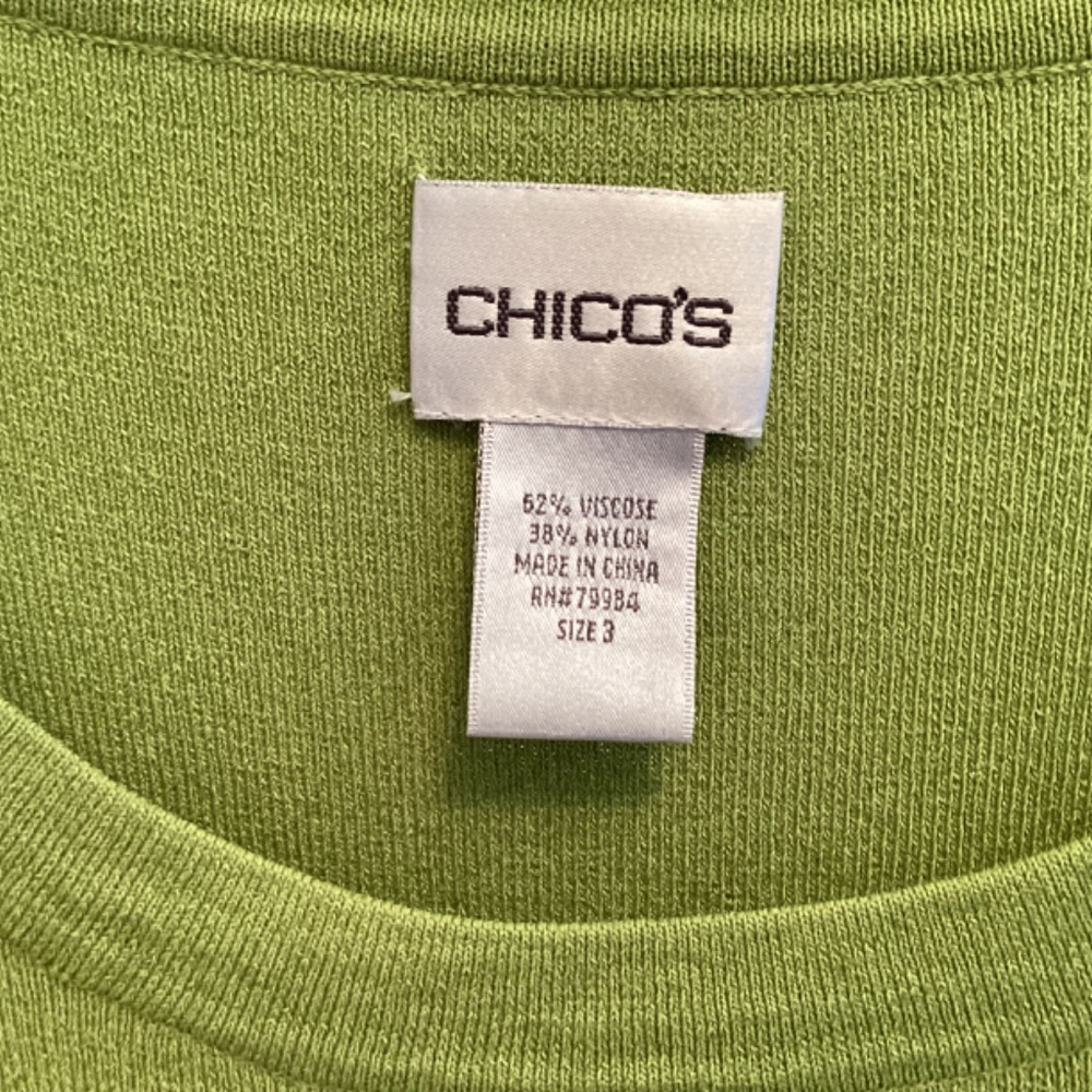 Chico’s Round Neck Top Green Size 3 - Picture 4 of 7